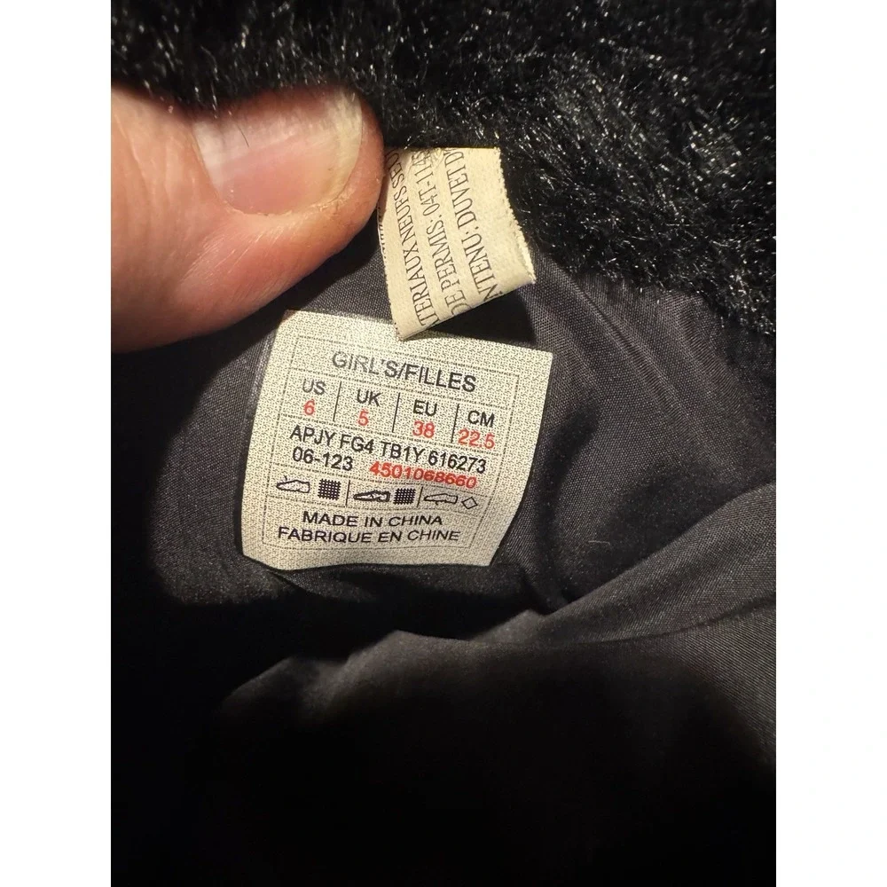 The North Face Girls Nuptse Winter Boots Faux Fur Black Puffer US 6